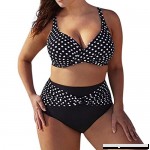 one_day Womens Plus Size Vintage Underwire High Waisted Swimsuit Two-Piece Bathing Suits Polka Dot Bikini Black B07BQRPJRL